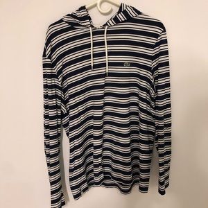 Lacoste Long Sleeve Hoodie (Blue/White Striped Top)